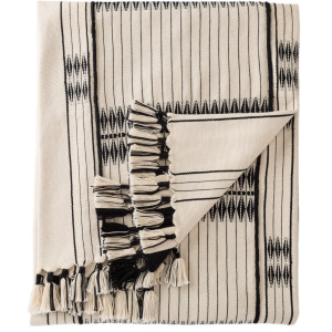 Nagaland Throw Saramati Hand-Loomed Tribal Cream/ Black Throw