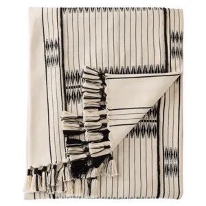 Nagaland Throw Saramati Hand-Loomed Tribal Cream/ Black Throw