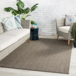 Nirvana Premium Iver Indoor/ Outdoor Solid Gray/ Taupe Area Rug (10'X14')