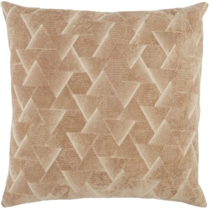 Nouveau Jacques Geometric Beige/ Silver Down Throw Pillow 22 inch