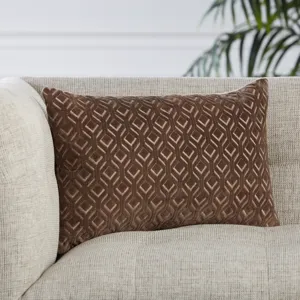 Nouveau Colinet Trellis Dark Taupe/ Silver Poly Lumbar Pillow