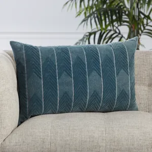 Nouveau Bourdelle Chevron Blue Poly Lumbar Pillow