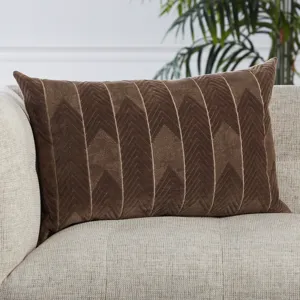Nouveau Bourdelle Chevron Dark Taupe Down Lumbar Pillow