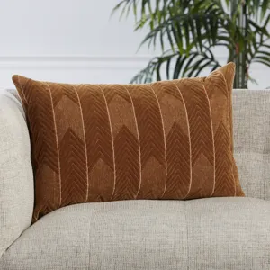 Nouveau Bourdelle Chevron Brown Poly Lumbar Pillow