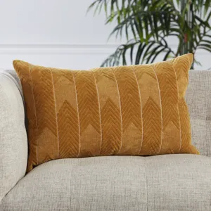 Nouveau Bourdelle Chevron Beige Poly Lumbar Pillow