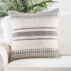 Peykan Prescott Gray/ Ivory Geometric Down Throw Pillow 20 inch