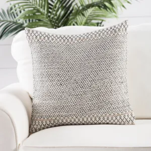 Peykan Mariscopa Ivory/ Dark Gray Trellis Down Throw Pillow 18 inch