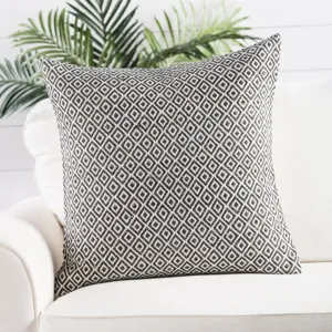 Peykan Estes White/ Dark Gray Geometric Down Throw Pillow 22 inch