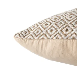 Peykan Estes White/ Beige Geometric Poly Throw Pillow 22 inch