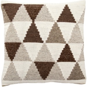 Peykan Terzan Brown/ Gray Geometric Down Throw Pillow 20 inch