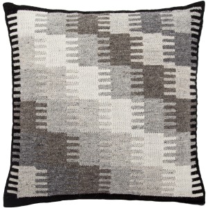 Peykan Terzan Gray/ Black Geometric Poly Throw Pillow 20 inch