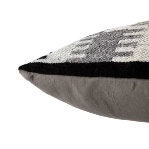 Peykan Terzan Gray/ Black Geometric Poly Throw Pillow 20 inch