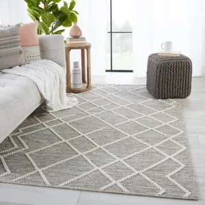 Plateau Moab Natural Geometric Gray/ Ivory Area Rug (10'X14')