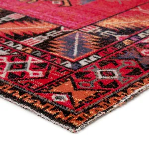 Polaris Paloma Indoor/ Outdoor Tribal Red/ Black Runner Rug (2'6"X8')