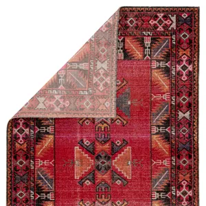 Polaris Paloma Indoor/ Outdoor Tribal Red/ Black Runner Rug (2'6"X8')