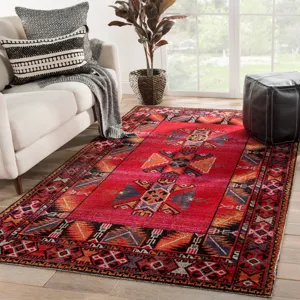 Polaris Paloma Indoor/ Outdoor Tribal Red/ Black Runner Rug (2'6"X8')