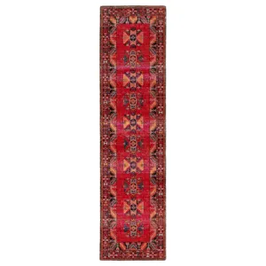 Polaris Paloma Indoor/ Outdoor Tribal Red/ Black Runner Rug (2'6"X8')