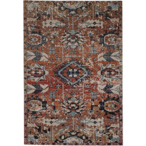 Polaris Ansilar Indoor/ Outdoor Medallion Orange/ Blue Area Rug