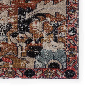 Polaris Ansilar Indoor/ Outdoor Medallion Orange/ Blue Area Rug (2'X3')