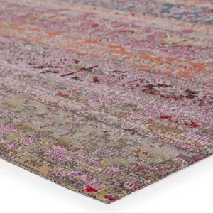 Polaris Bodega Indoor/ Outdoor Trellis Multicolor/ Pink Runner Rug (2'8"X10')