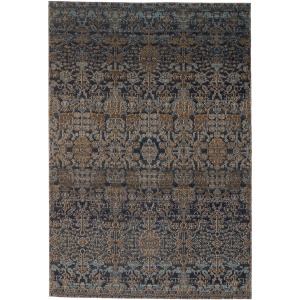Polaris Bodega Indoor/ Outdoor Trellis Dark Blue/ Gold Area Rug