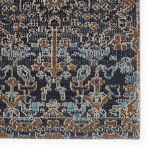 Polaris Bodega Indoor/ Outdoor Trellis Dark Blue/ Gold Area Rug (2'X3')