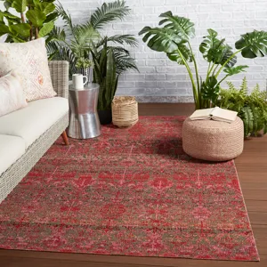 Polaris Bodega Indoor/ Outdoor Trellis Red/ Taupe Area Rug (2'X3')
