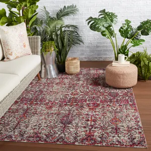 Polaris Bodega Indoor/ Outdoor Trellis Red/ Gray Runner Rug (2'6"X8')
