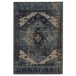 Polaris Cicero Indoor/ Outdoor Medallion Blue/ Gray Area Rug (4'X6')