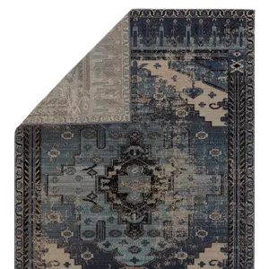 Polaris Cicero Indoor/ Outdoor Medallion Blue/ Gray Area Rug (4'X6')