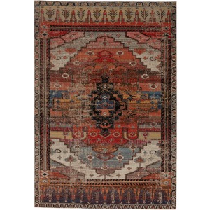 Polaris Cicero Indoor/ Outdoor Medallion Multicolor/ Orange Area Rug