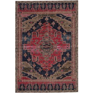 Polaris Cicero Indoor/ Outdoor Medallion Pink/ Blue Area Rug