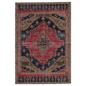 Polaris Cicero Indoor/ Outdoor Medallion Pink/ Blue Area Rug (7'6"X9'6")