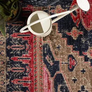 Polaris Cicero Indoor/ Outdoor Medallion Pink/ Blue Area Rug (7'6"X9'6")