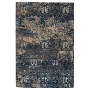 Polaris Genesee Indoor/ Outdoor Trellis Blue/ Beige Runner Rug (2'6"X8')