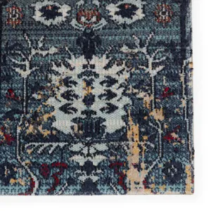 Polaris Genesee Indoor/ Outdoor Trellis Blue/ Beige Runner Rug (2'6"X8')