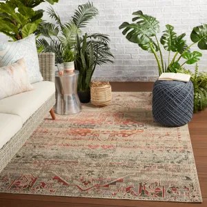 Polaris Altona Indoor/ Outdoor Medallion Multicolor/ Beige Runner Rug (2'8"X10')