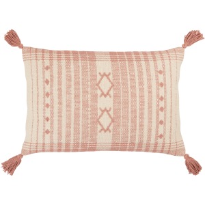 Parable Vibe by  Razili Pink/ Cream Tribal Down Lumbar Pillow 16X24