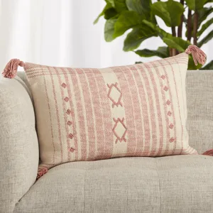 Parable Vibe by  Razili Pink/ Cream Tribal Down Lumbar Pillow 16X24