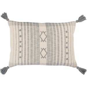Parable Vibe by  Razili Slate/ Cream Tribal Polyester Lumbar Pillow 16X24