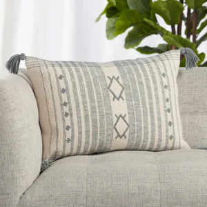 Parable Vibe by  Razili Slate/ Cream Tribal Polyester Lumbar Pillow 16X24