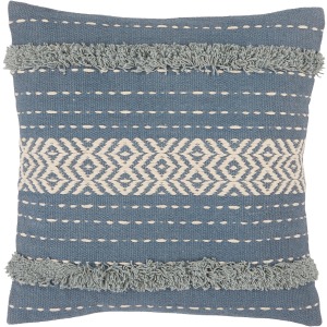 Parable Vibe by  Palmyra Blue/ White Tribal Down Throw Pillow 20 inch