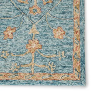 Province Juniper Handmade Oriental Teal/ Orange Area Rug (5'X8')