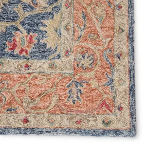 Province Presley Handmade Oriental Blue/ Red Area Rug (9'X12')