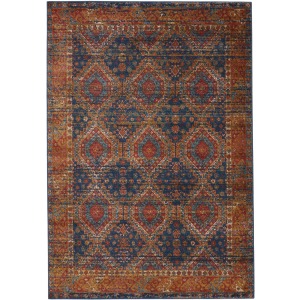 Prisma Vibe By  Quillen Medallion Blue/ Red Area Rug