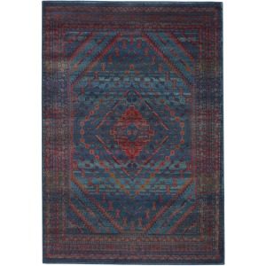 Prisma Vibe By  Selah Medallion Blue/ Red Area Rug