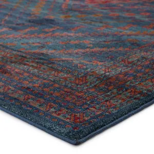 Prisma Vibe By  Selah Medallion Blue/ Red Area Rug (5'X7'6")