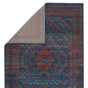 Prisma Vibe By  Selah Medallion Blue/ Red Area Rug (5'X7'6")