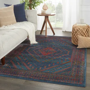 Prisma Vibe By  Selah Medallion Blue/ Red Area Rug (5'X7'6")