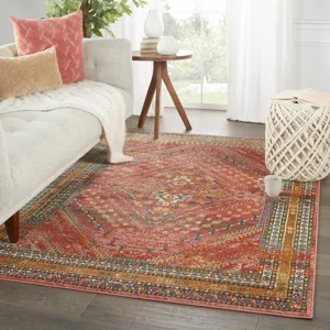 Prisma Vibe By  Selah Medallion Red/ Gold Area Rug (7'6"X9'6")